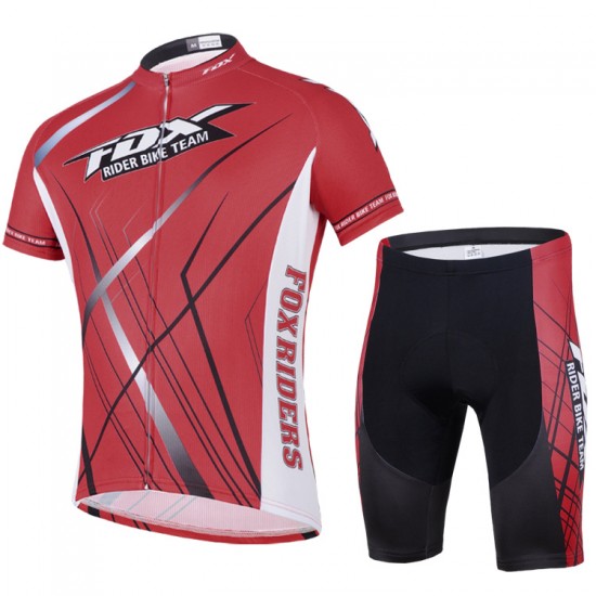 2014 Fox Bike Team Fietskleding Fietsshirt Korte Mouwen+Fietsbroek Korte zeem rood 1004