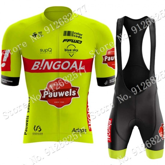 Team bingoal WALLONIE BRUXELLES 2022 Fietskleding Fietsshirt Korte Mouw+Korte Fietsbroeken Bib 202202188