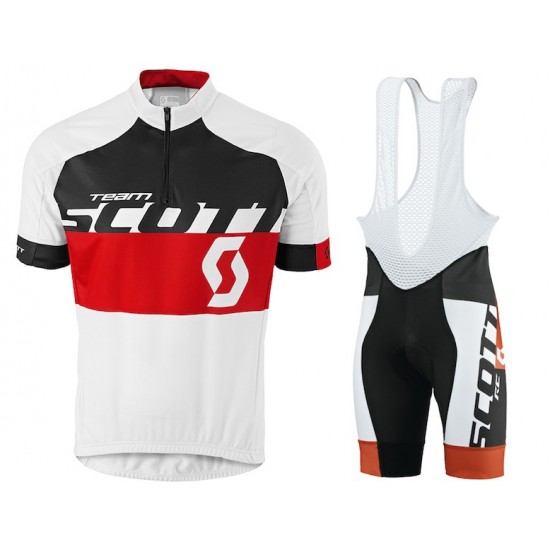 2015 Proteam Scott zwart-rood Fietskleding Set Fietsshirt Korte Mouwen+Fietsbroek Bib Korte 2242