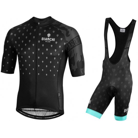 BIANCHI MILANO Savignano Black Fietskleding Set Fietsshirt Korte Mouw+Korte fietsbroeken Bib 190224059